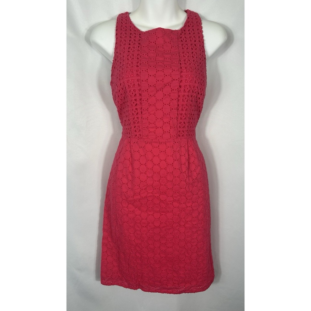 Old Navy 2014 Womens A-line Pink Eyelet Crochet Dress Size 4 Social Modest Party